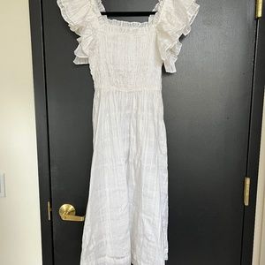 NWT Banana Republic White Smocked Ruffled Midi Sundress